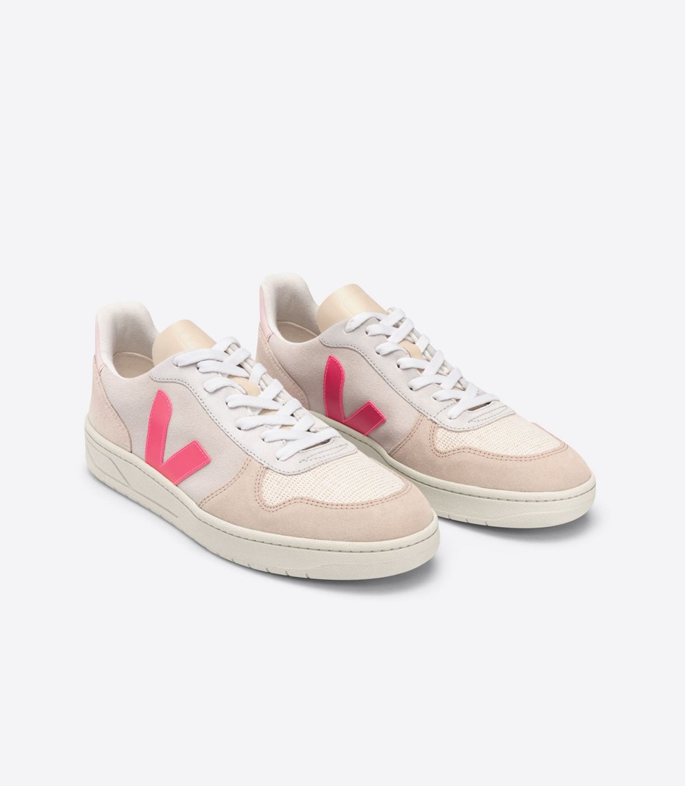 Veja Sneakers Womens - V-10 Suede Multico Natural - Beige/Pink - 4395SLBCY